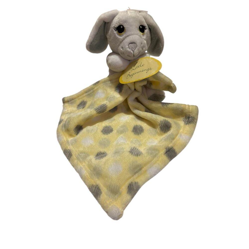 Little Beginnings Lovey 7” Puppy Dog Attached 10” Security Blanket Plush White